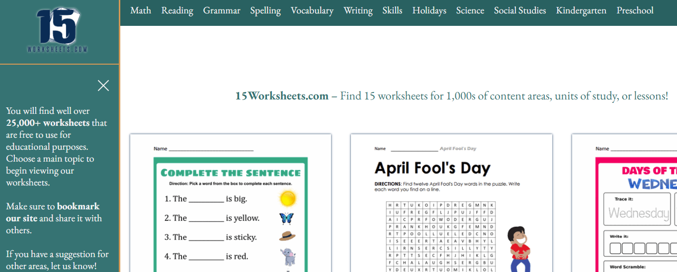 15Worksheets logo representing online safety for children and young people.