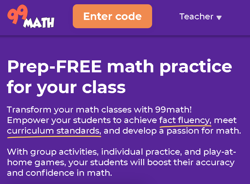 99Math educational math multiplayer game.