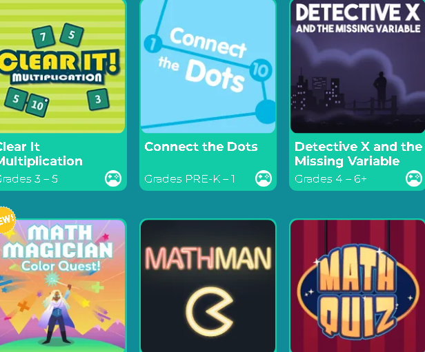 Colorful multiplication games designed for kids on ABCya, showcasing interactive and engaging math activities.