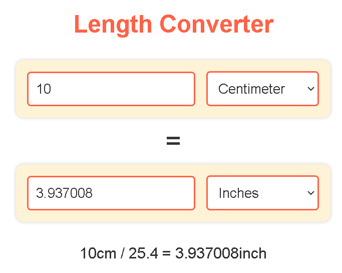 Kids Online Converter to convert cm to inches and more.