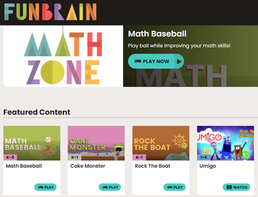 Funbrain Math Zone