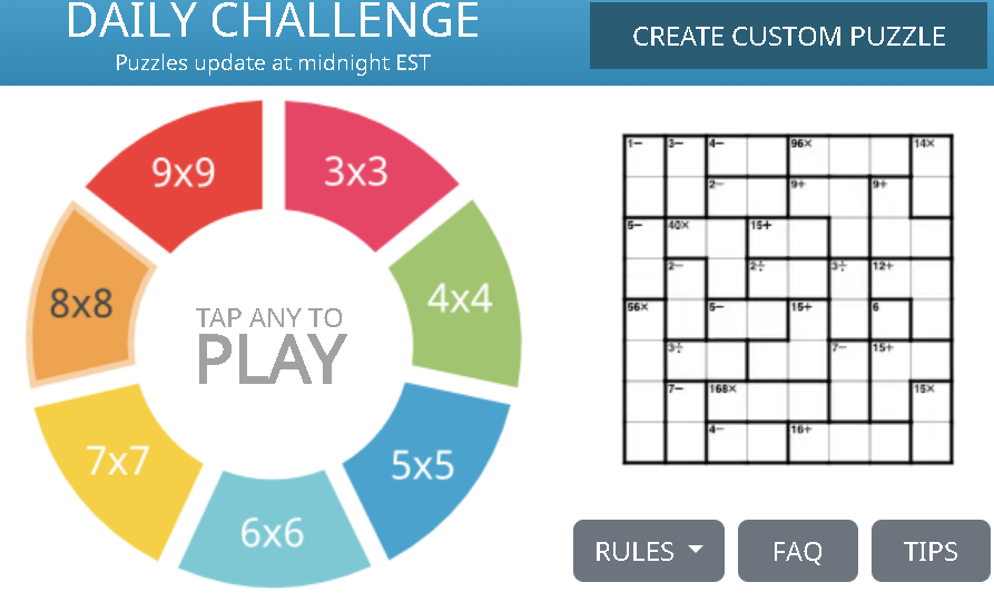Free online Ken Ken Puzzles