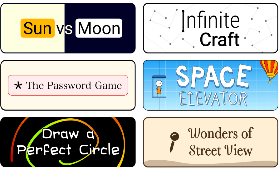 A collection of creative web-based tools and interactive experiences exploring topics like history, money, and space.