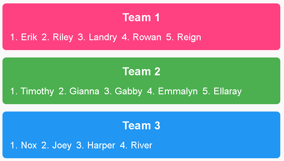 Random Team generator for the classroom to choose teams.