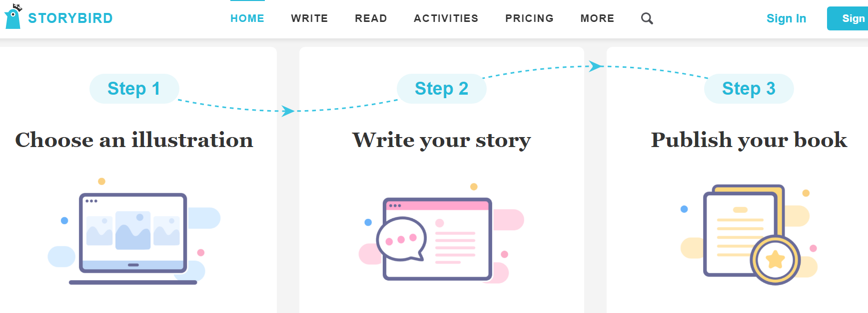 Storybird logo - a colorful bird symbolizing creativity and storytelling