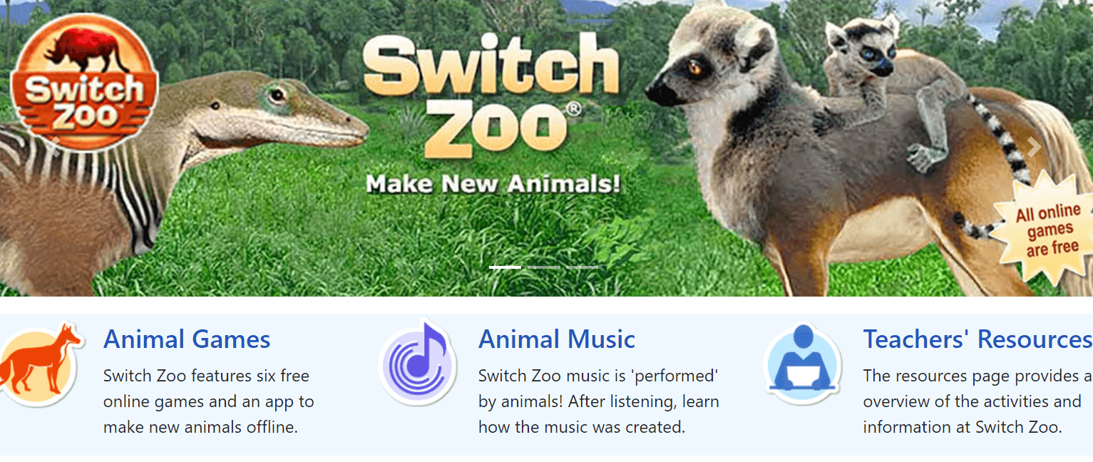 Switch Zoo fun animals for kids.