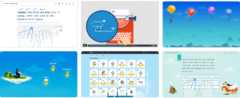 A detailed look at the Typing Jungle section on edclub.com, showing interactive typing lessons and progress tracking tools.