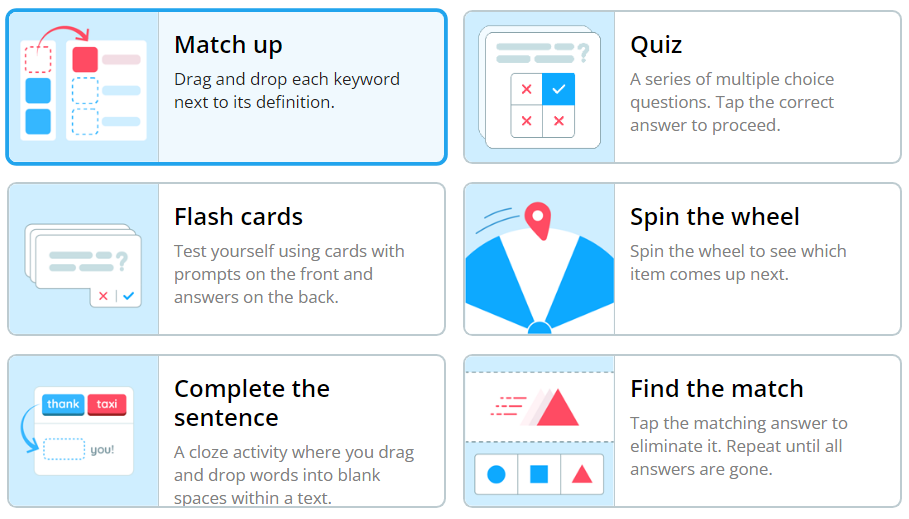 Create learning activities with Wordwall.