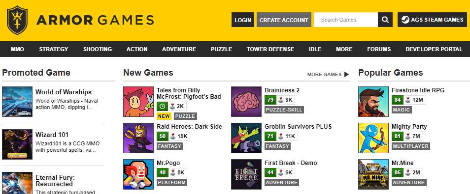 A collection of diverse online games featured on Armor Games, showcasing creativity and variety for players.