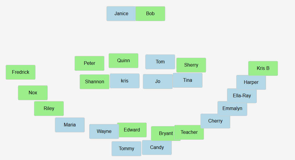 Online Kids seating plan for the classroom at school.
