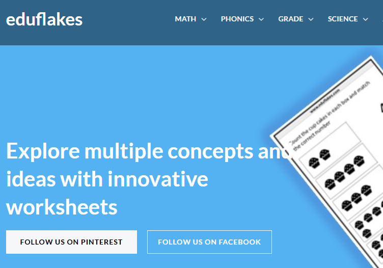 A website offering a wide range of educational worksheets and resources for children's learning.