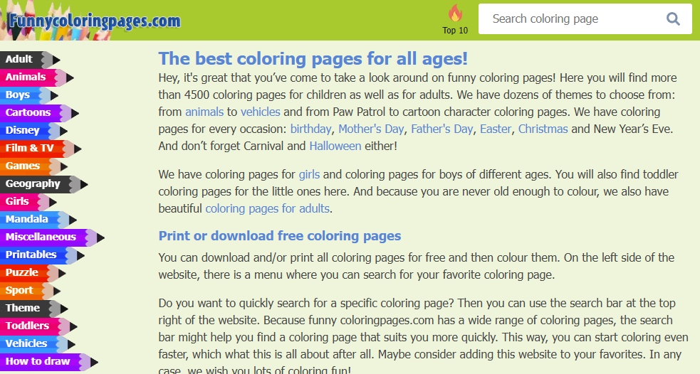 Funny Coloring Pages logo representing online safety for children and young people.