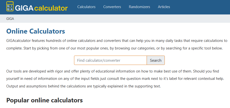 GigaCalculator logo representing online safety for children and young people.