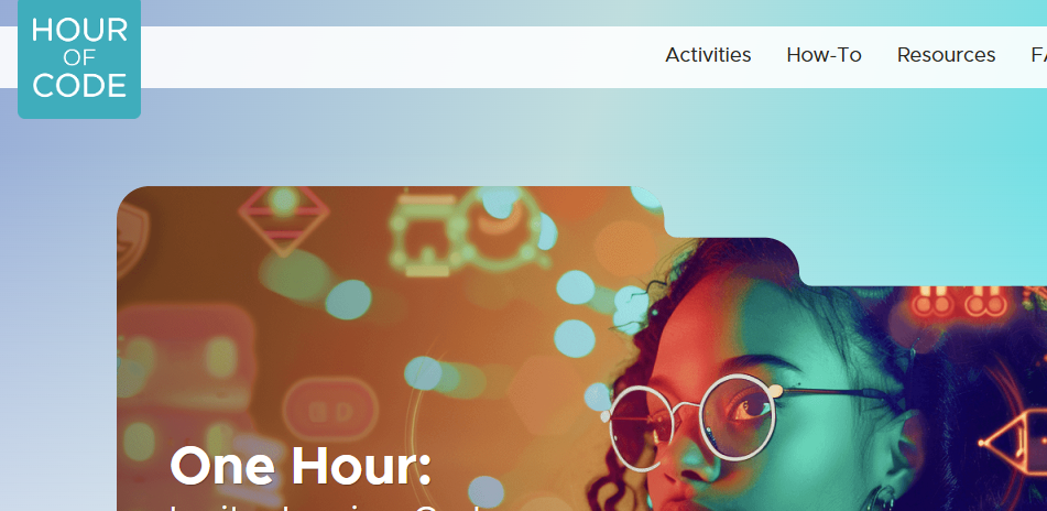 Hour of Code logo representing online safety for children and young people.