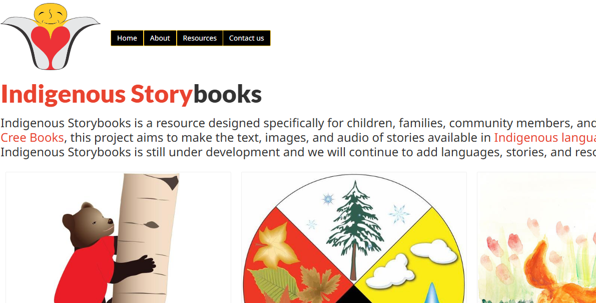 Indigenous Storybooks website showcasing stories in multiple languages.