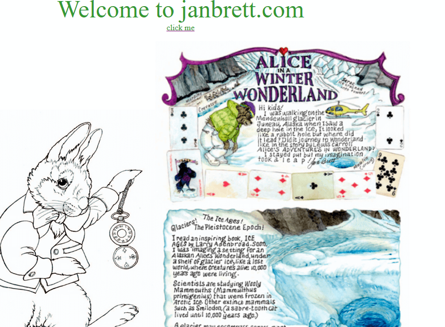 Jan Brett's website featuring activities, coloring pages, and information about her children's books.