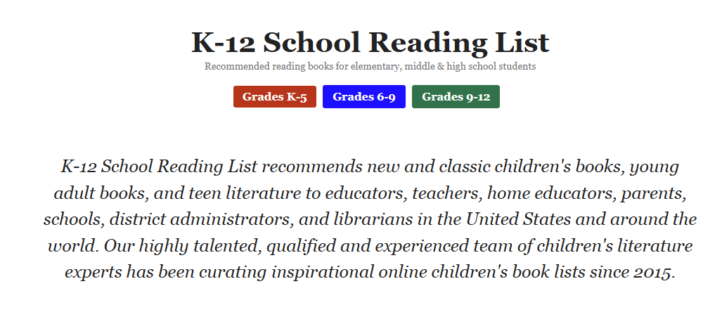 K-12 School Reading List logo representing online safety for children and young people.