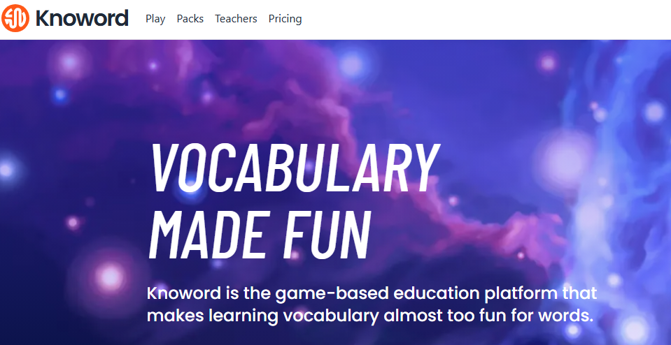 A word game platform interface with definitions and word clues that promote vocabulary learning and mental agility.