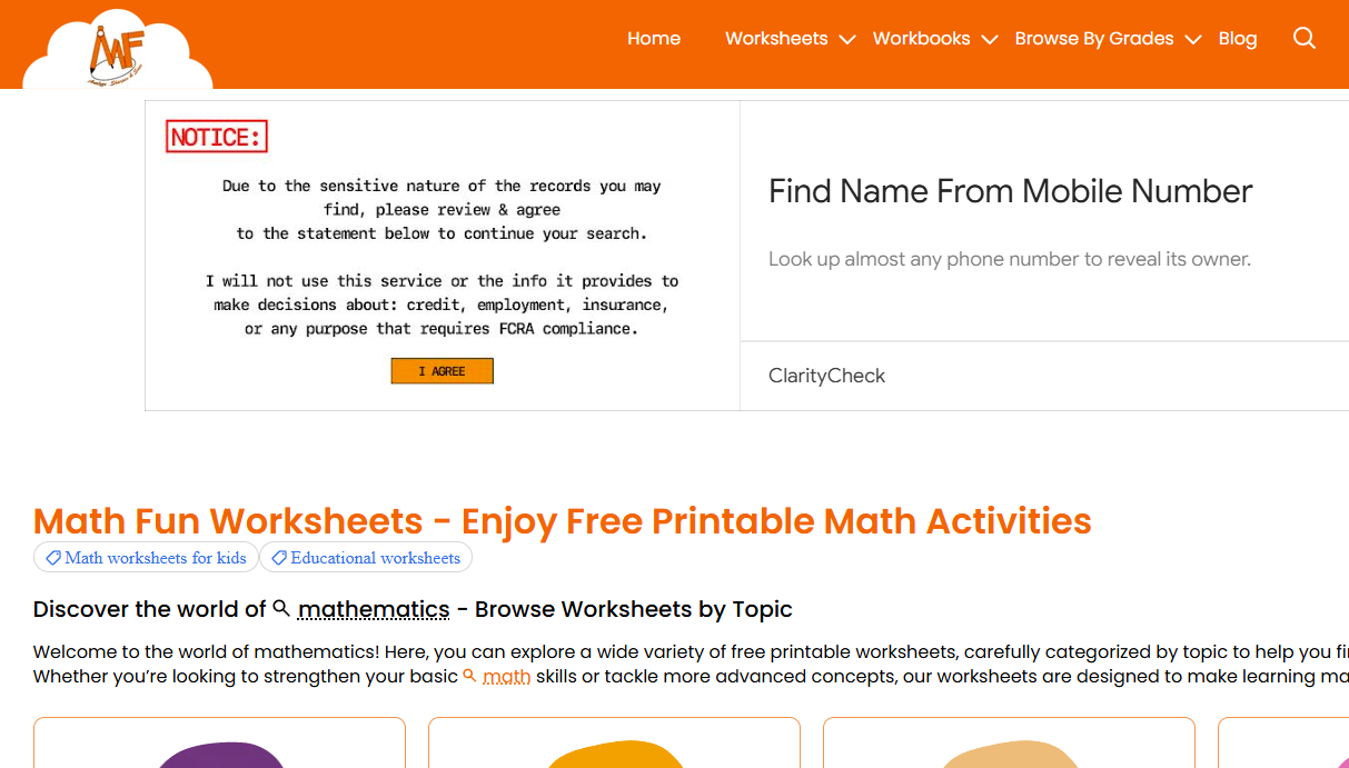 Math Fun Worksheets logo representing online safety for children and young people.