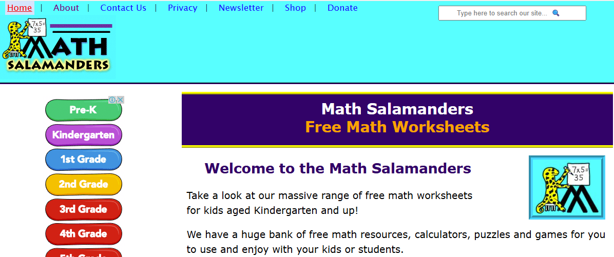 Math Salamanders logo representing online safety for children and young people.