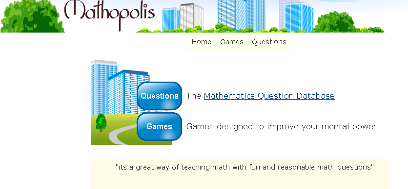 Interactive math games and quizzes featured on Mathopolis.