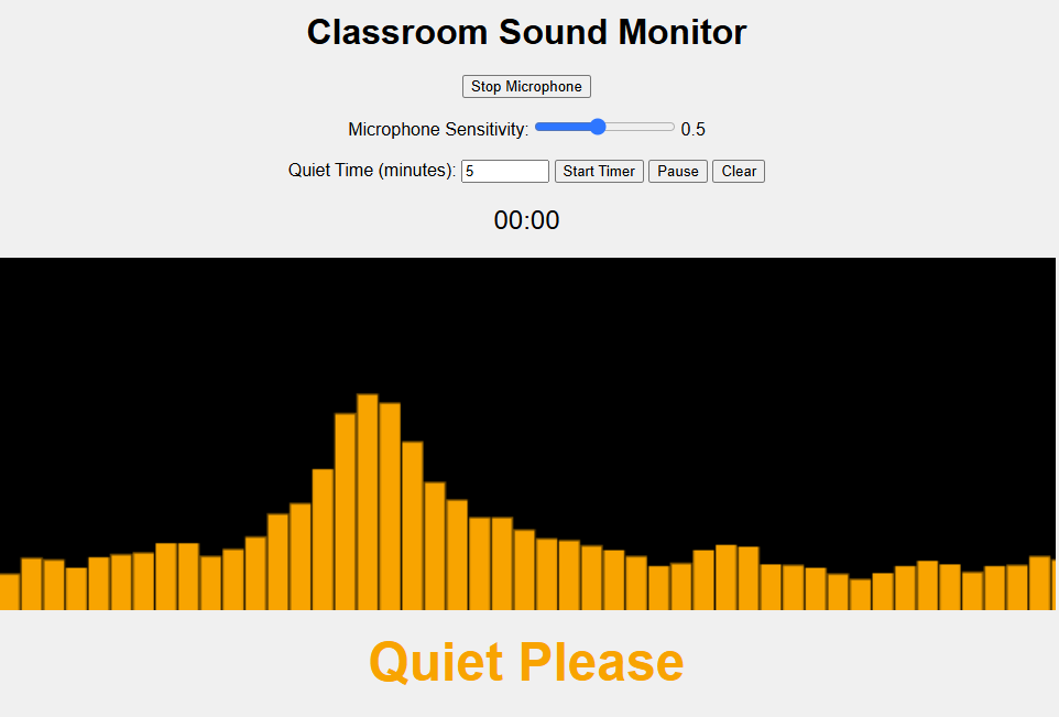 Online free kids noise level monitor for the classroom.