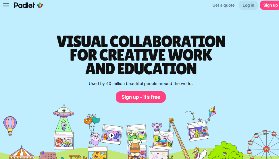 A virtual board displaying multimedia posts, showcasing a collaborative workspace for sharing and organizing content.