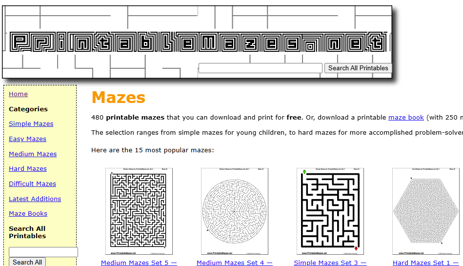 Printable Mazes logo representing online safety for children and young people.