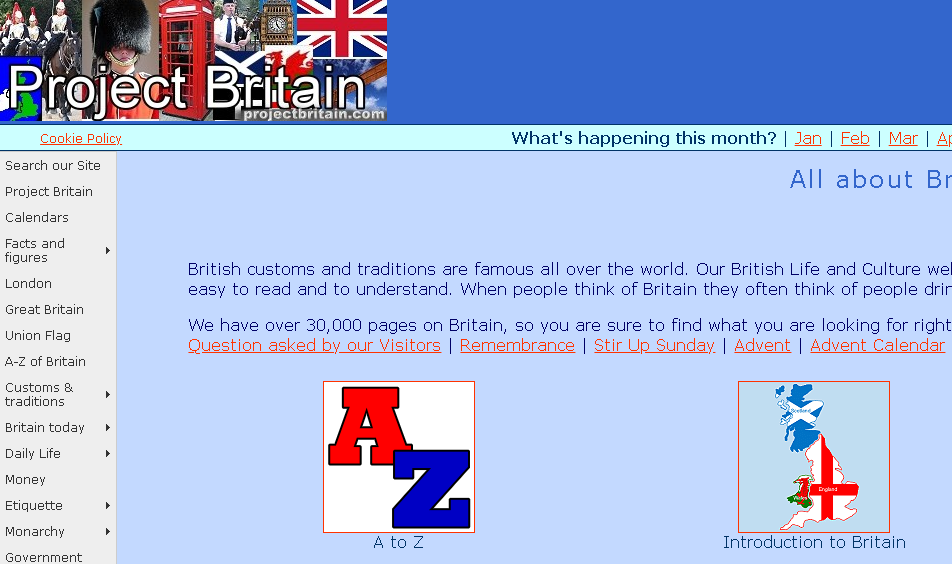 An educational website providing information on British culture, history, and daily life.