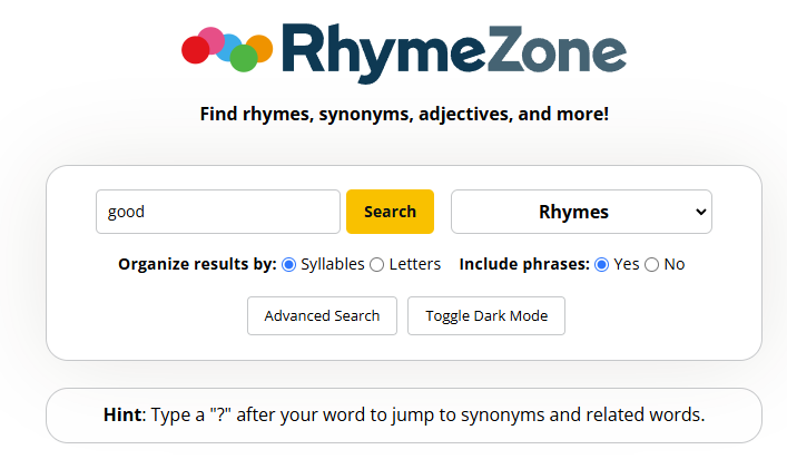 RhymeZone logo representing online safety for children and young people.