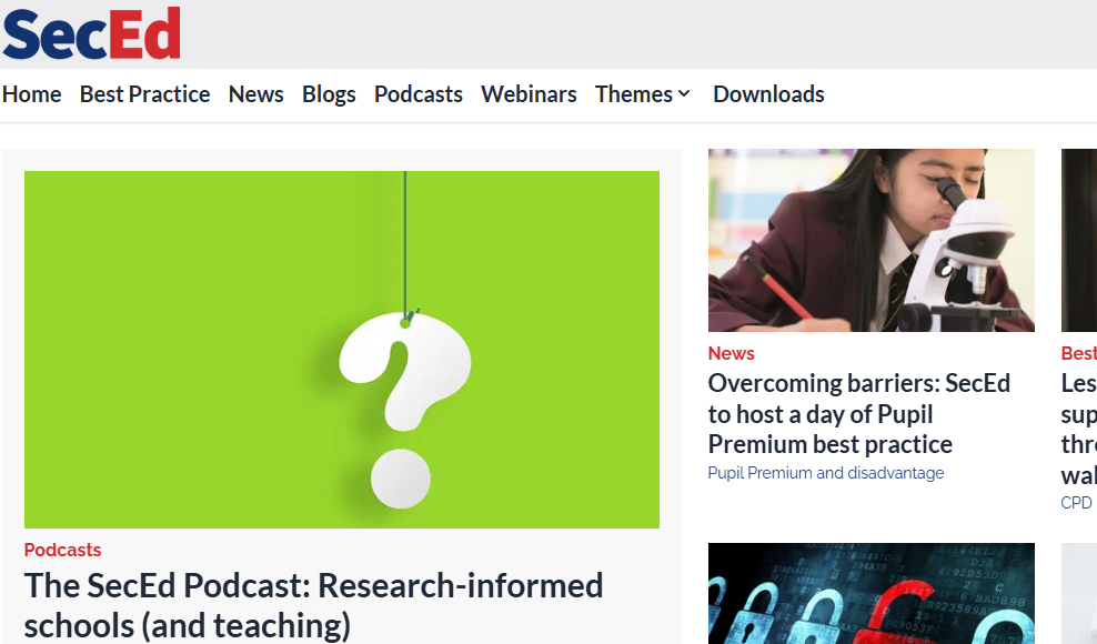 SecEd website providing news and resources for secondary education professionals.