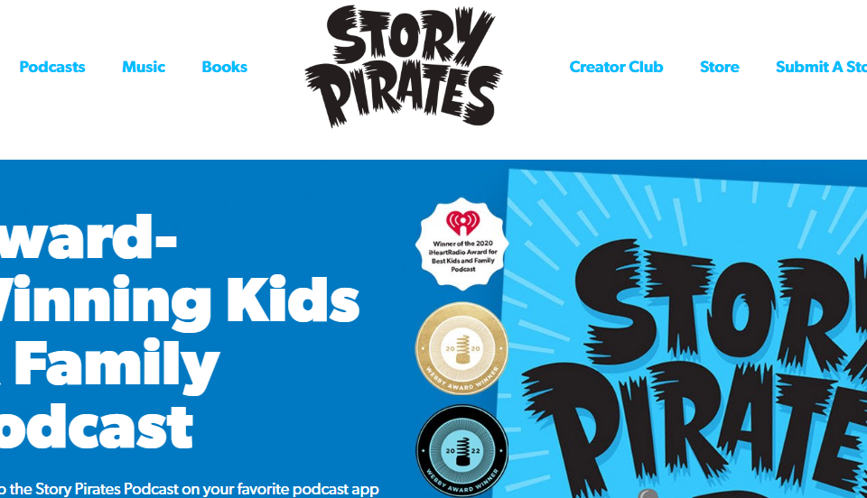 Story Pirates website showcasing creative content for children.