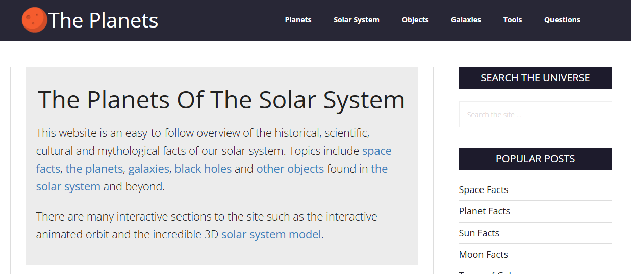 The Planets logo representing online safety for children and young people.