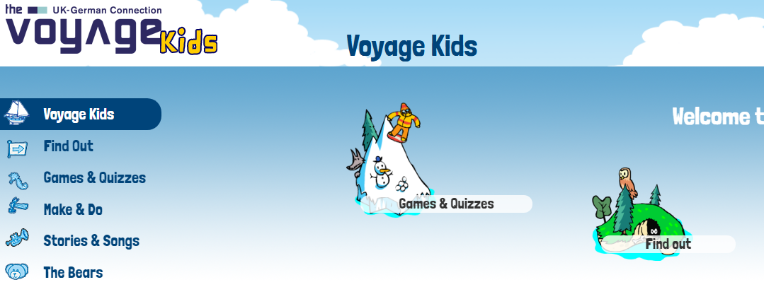 A colorful depiction of kids learning about German culture and language with interactive games and creative activities.