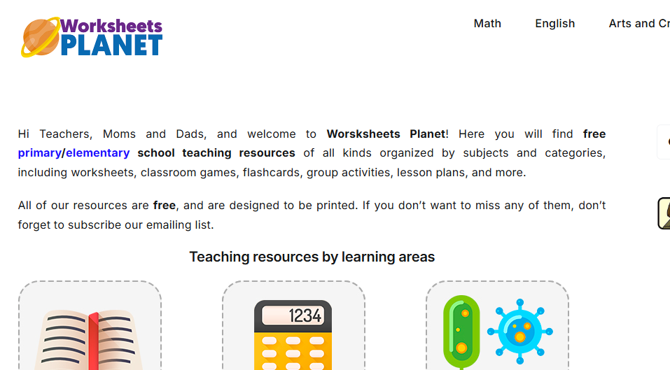 Worksheets Planet logo representing online safety for children and young people.